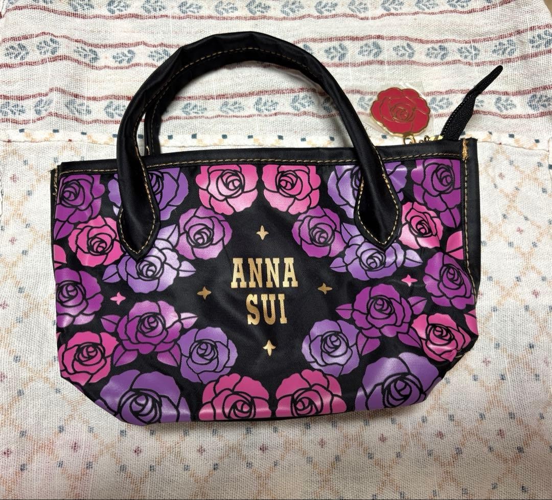 Anna Sui Rose Pattern Pouch Zip Compact Used - image 1