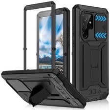 Samsung Galaxy S22 Ultra Metal Case Heavy Duty Dustproof Rugged Slide Camera Cov