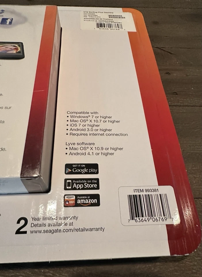 Seagate Backup Plus Desktop 5TB Hard Drive USB 3.0 STDT5000600 New Sealed - Image 4 of 4