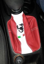 Schaltsack Auf Messen Fiat Grande Punto Evo Rotes Leder Stickerei Made IN Italy