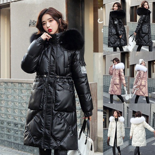 Womens Winter Warm Waterproof Padded Puffer Parka Ladies Coat Fur