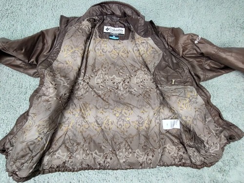 Columbia Interchange Woman's XL Brown Puffer Coat Embroidered Jacket - Picture 7 of 12