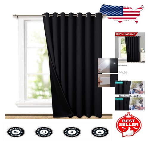Extra Wide Blackout Patio Door Curtain - Soundproof & Thermal Insulated, 100x84