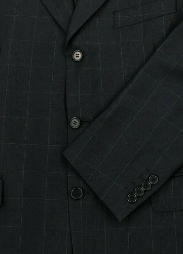 Men's Navy Blue & Blue Check Canali Blazer 52R 42R Wool 3 Button Lined Italy B - Picture 7 of 12