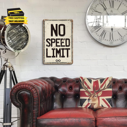 Man Cave Decor Road Signs No Speed Limit Funny Garage Signs Car Room Decor for B - 第 5/7 張圖片