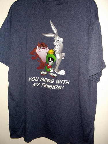 NEW sz XL or M TWEETY TAZ BUGS & MARTIAN T SHIRT both sides "MESS WITH ME ... - Picture 6 of 6