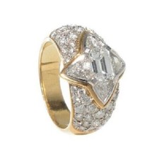 3Ct Emerald Cut REAL MOISSANITE Women Engagement Ring 14K Yellow Gold Plated