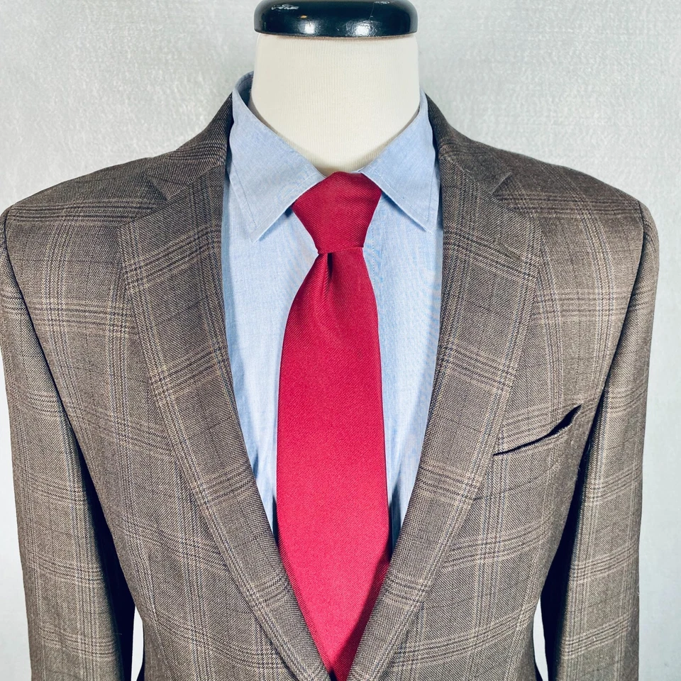 Chaqueta Abrigo Deportivo Patrick James Blazer Para Hombres 40R Marrón Lana Glen Cuadros Moderno Foto 2 de 4