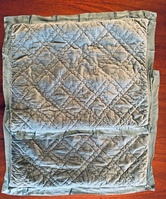 Pottery Barn Washed Velvet Silk Quilted Euro Sham Ruby For Sale