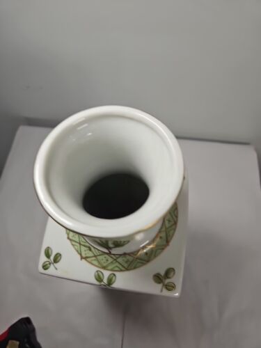 Vintage japanische Porzellanvase L Orleans 14 Zoll grüne Blumen - Bild 6 von 6
