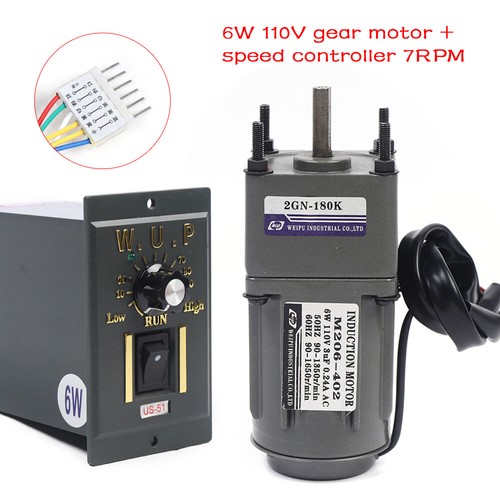 New AC 110V Gear Motor Reversible Variable Speed Controller 1180 7.5RPM/MIN 6W eBay