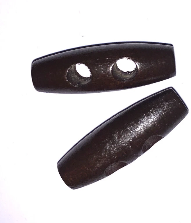 4 X Polished 2 Hole Dark Brown Varnished Wooden Toggle Buttons 28.5mm - Image 4 of 4