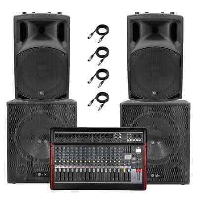 2000W PA Speaker System with 14 Channel Mixer, 12