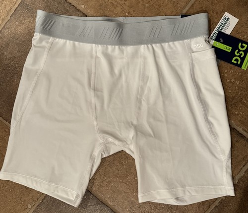 DSG Mens Tech 7" Boxer Briefs NWT Compression Shorts White Size Large w/pocket - 第 4/14 張圖片