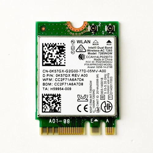 Intel Dual Band Wireless-AC 7265 802.11ac WiFi + Bluetooth Card 7265NGW - Picture 1 of 2