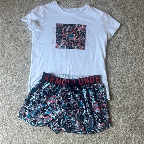 Girls Under Armour Graphic Tee and Vibrant Shorts Set