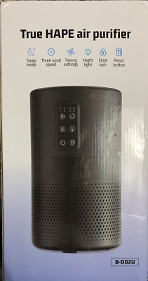 True Hape Luftreiniger schwarz, 3 Geschwindigkeiten, Timing, Kindersicherung, Schlafmodus, Ruhe, UK-Verkäufer