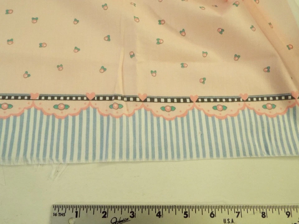 MIXED LOT-DAISY KINGDOM FABRIC-BUNNY-QUILT SQUARE-PINK W/ BLUE-STRIPE-BORDERS*** - Image 4 of 4