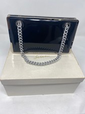 Saks Fifth Avenue Vintage Black Patent Silver Chain Handle Bag 