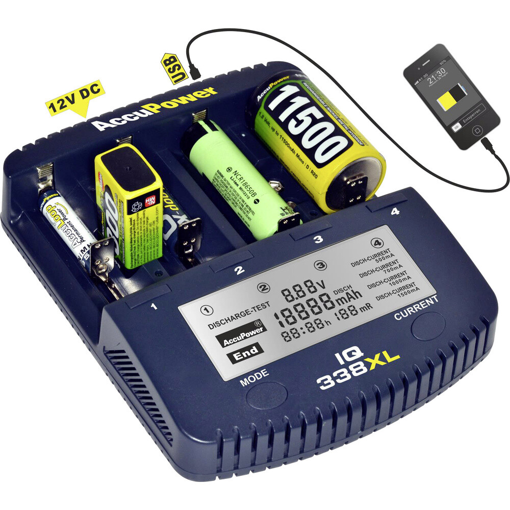Thumbnail - Accupower Iq338xl Rundzellen-ladegerät Nicd, Nimh, Liion 10340, 10350,