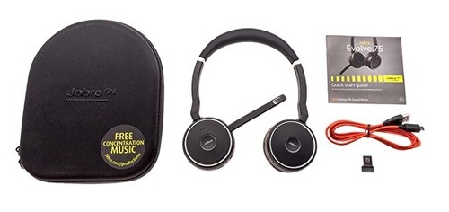 Jabra Evolve 75 UC Kabellos Bluetooth Auf Ohr Kopfhörer Mit Mic 7599-838-109 - Bild 6 von 7