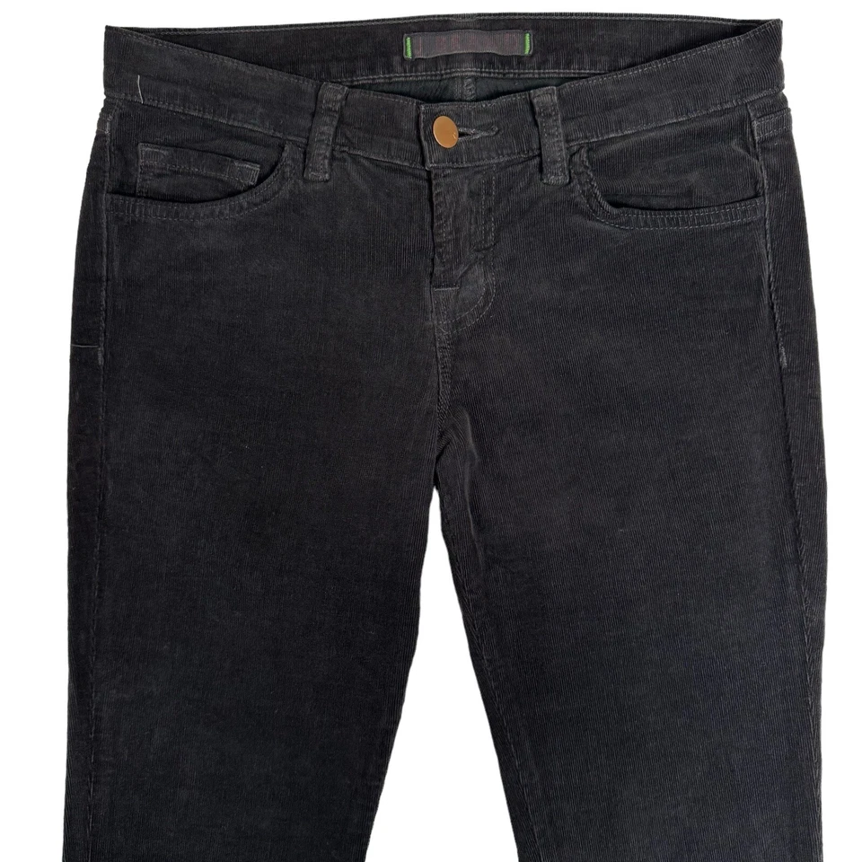 Pantalones de mezclilla de pana marca J pierna lápiz talla 26 negros tiro bajo ajustados rectos elásticos Foto 2 de 4