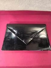 BLACK PLASTIC EVENING PURSE W/ SHOLDER STRAP