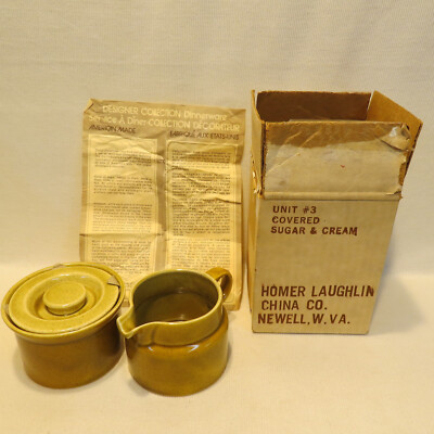 RARE NOS Vintage Homer Laughlin CHALLENGER Creamer & Sugar, NIB with flyer 1970s