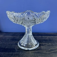 Brilliant Cut Crystal Compote Serving Bowl Pedestal Glass Candy Dish