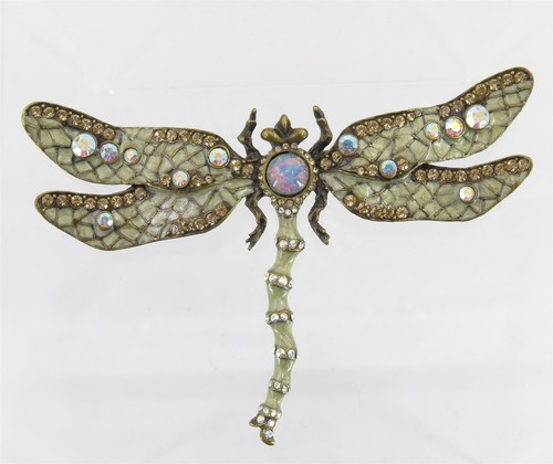 Joan Rivers Dragonfly XV Classic Collection Enamel Faux Opal & Crystals Brooch - Picture 8 of 9