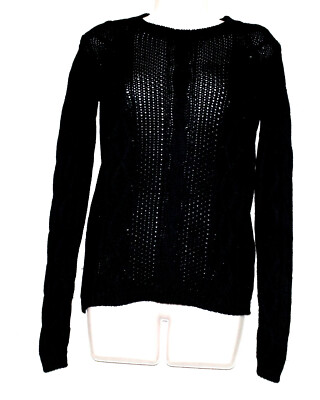 Theory Aisley Harmony Wool Crew Neck Women's Chunky Black Sweater Size:M fit Sm