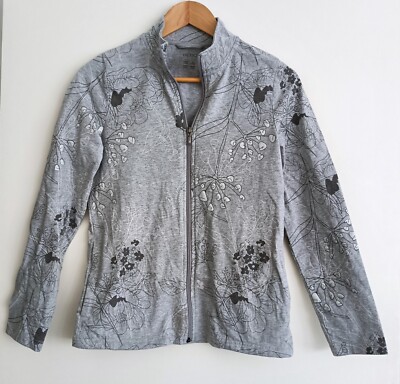 Graues Sweatshirt mit Blumen und Reißverschluss. Weste. Esmara. Größe 38