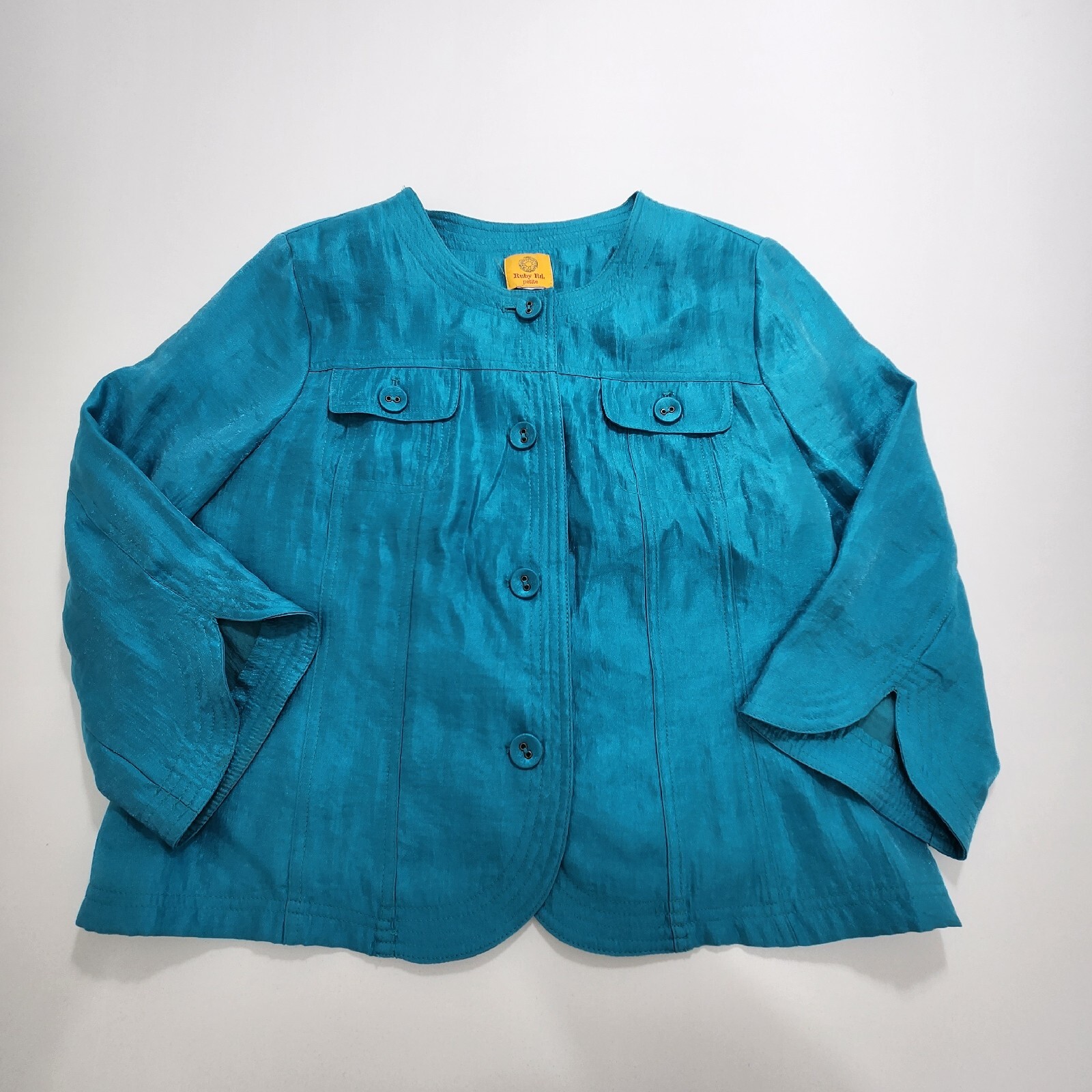 Ruby Rd. Aqua Blue/Green Button Down Jacket Blaze… - image 4