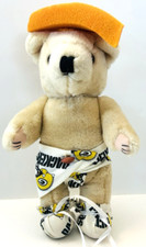 Vtg Green Bay Packers Plush Baby Teddy Bear Cheese Head Diaper NFL 12" Poseable