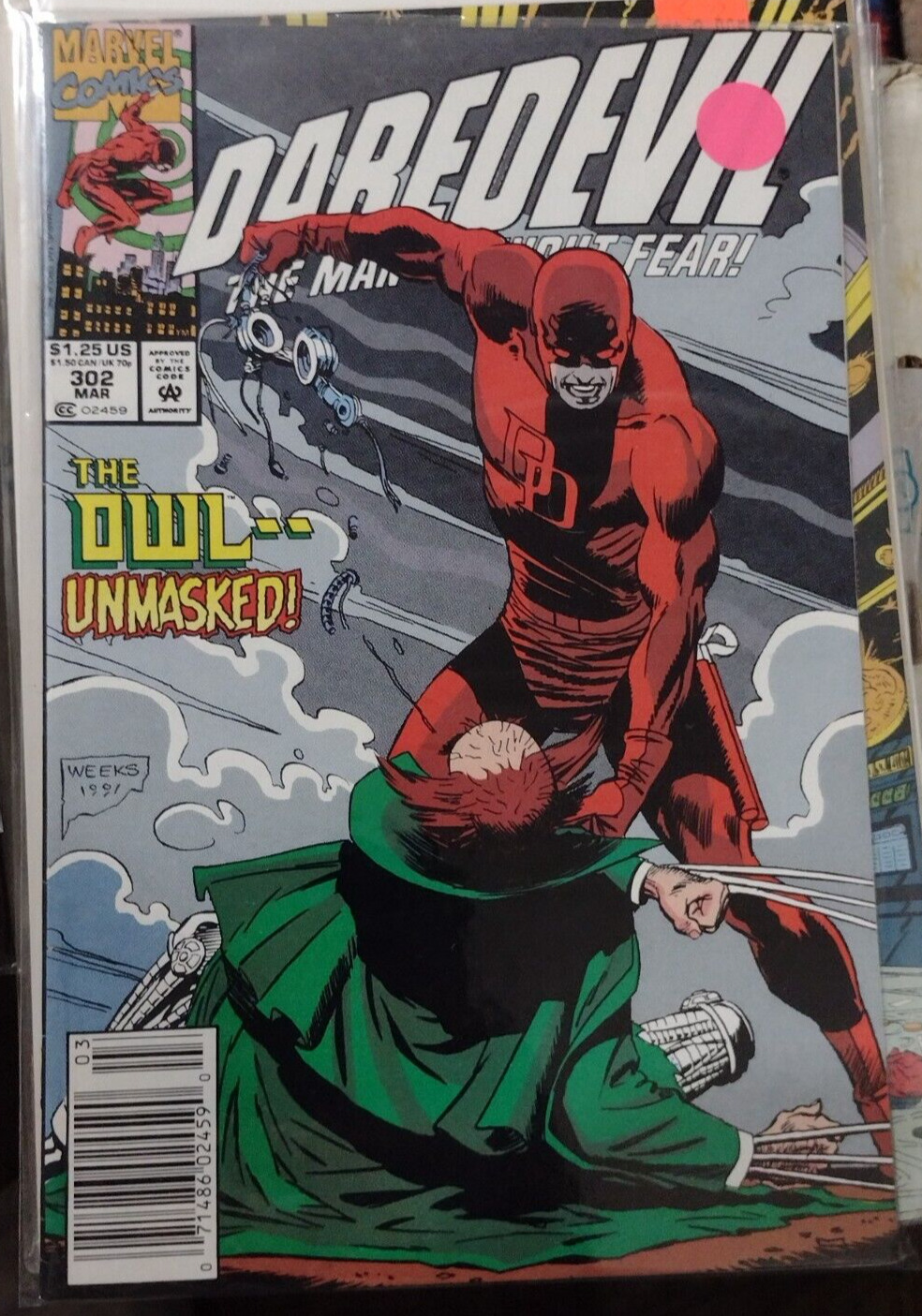 Daredevil  # 302 1992, Marvel DISNEY THE OWL UNMASKED  NEWSTAND VARIANT