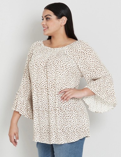 beme Top PLUS Size 22 Tunic Shirt Blouse 3/4 Flared Sleeve Mustard Viscose RP$80 - Picture 2 of 10
