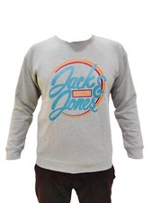 Image of Jack & Jones Mens Printed Sweatshirt Pullover Crew Neck Logo Casual Sweat Top