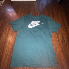 Nike Men's Teal T-Shirt Athletic Logo Swoosh Printed Active Short Sleeve Tee