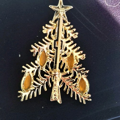 Vintage Rhinestone Christmas Tree Brooch Lot Signed LJM Lancer NR - Picture 9 of 12