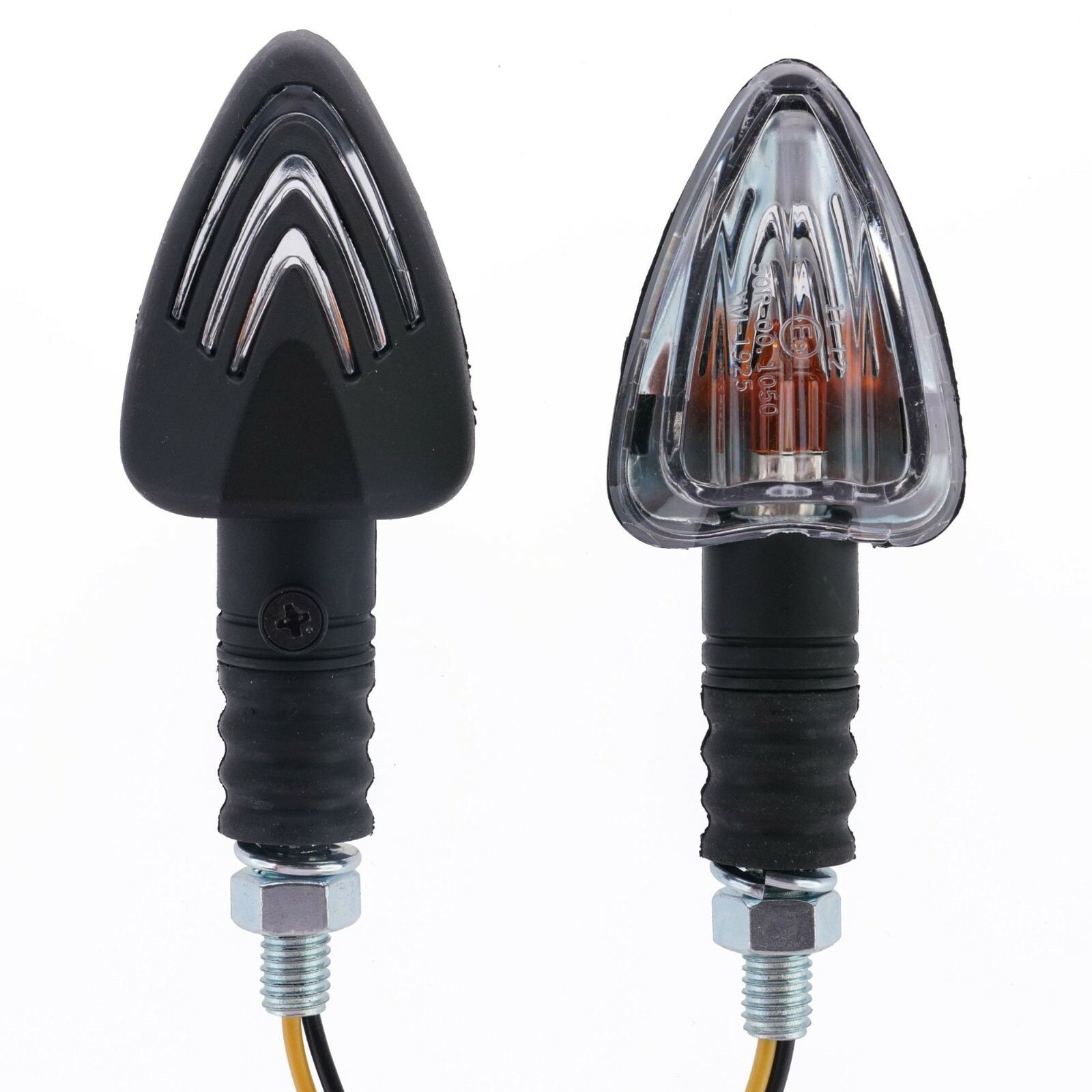 Motorcycle Indicators Black Arrow Clear Lens Amber Bulb Marker Turn Signal Pair