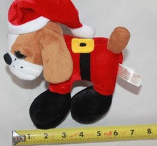 Dan Dee Collector's Choice Dog Christmas Santa Suit Hat Brown 7" Holiday Plush