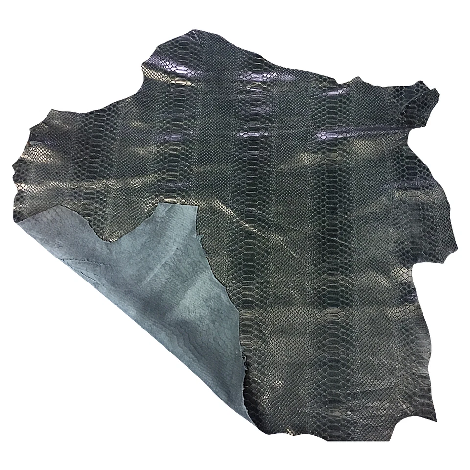 Blue Snakeskin Embossed Leather Hide Upholstery Sewing Fabric Craft DIY Material - Image 3 of 4