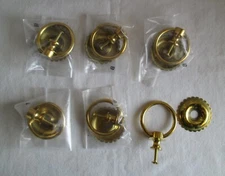drop pull handle knob brass ring with back plate Lot of 6 cabinet drawer dresser