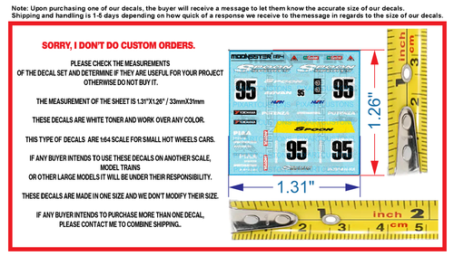 White Toner 1:25 Waterslide Decal 1969 Dodge Charger R/T General