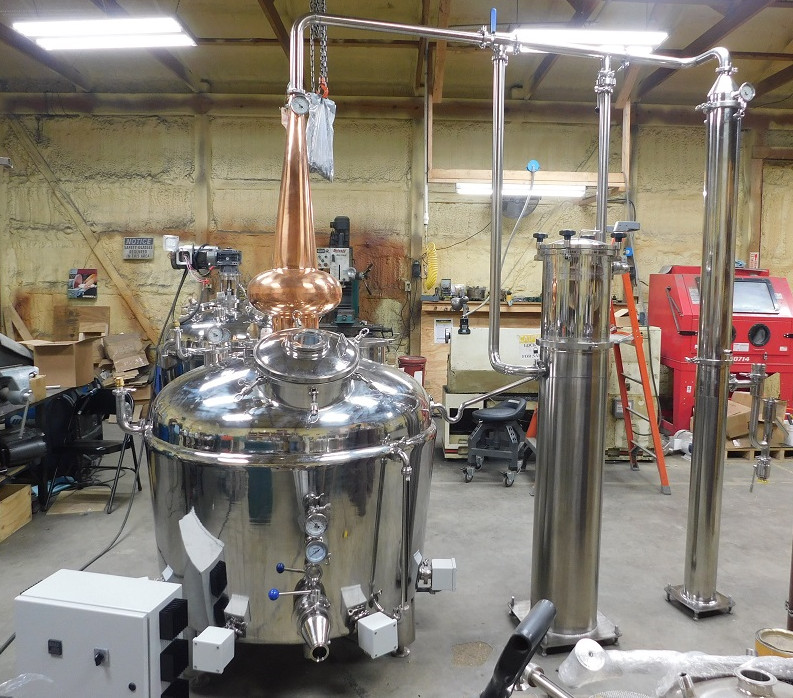 150 Gallon Still w/ 8" Copper Scotch Column and Offset Gin Basket (NEW IN CRATE)