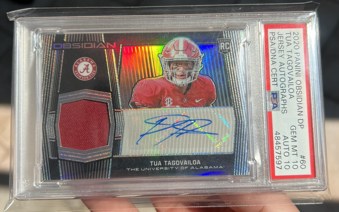 Tua Tagovailoa Panini Obsidian Draft Picks Jersey Autographs #60 Electric Etch Purple