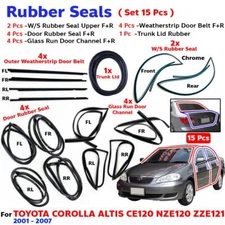 Weatherstrip Rubber Seal Complete Set 15 Fits Toyota Corolla Altis CE120 2001-07