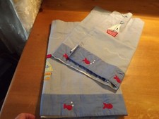 VALANCES nautical 2 POTTERY BARN KIDS lined 41Wx17.5 SAILBOATS FISH EUC