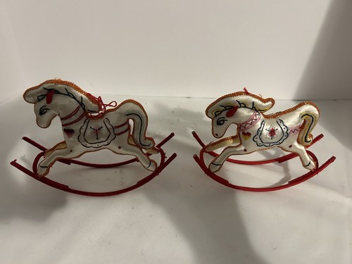 Vintage Embroidered Silk Rocking Horse Ornaments - Picture 6 of 6