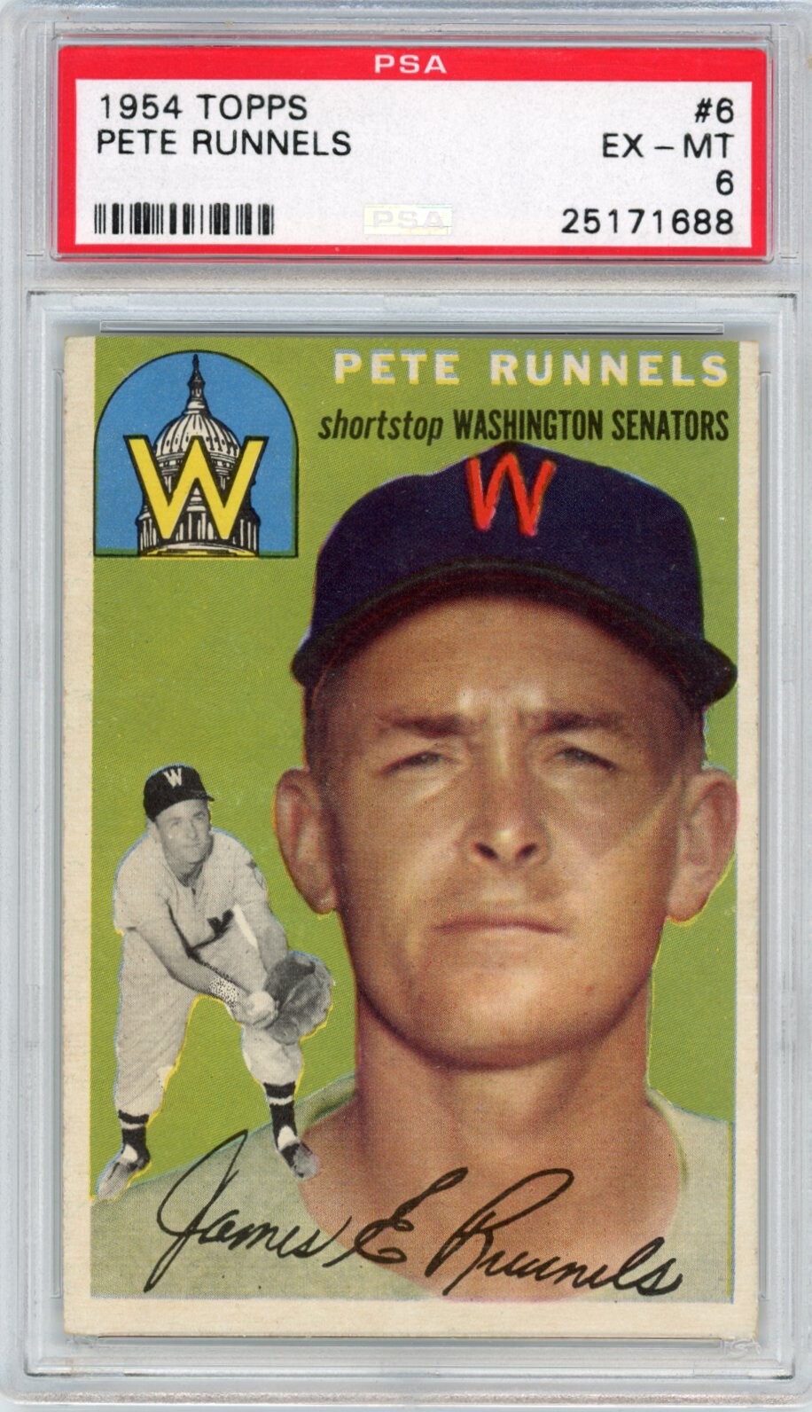 1954 Topps Pete Runnels #6 PSA 6 - EX-MT